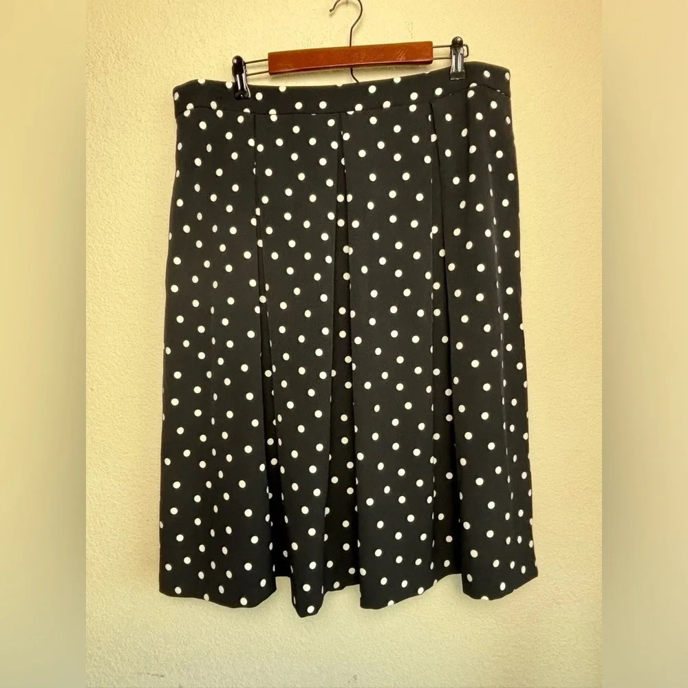 Tahari ASL Polka Dot Fit & Flare Pocketed Midi Skirt 18